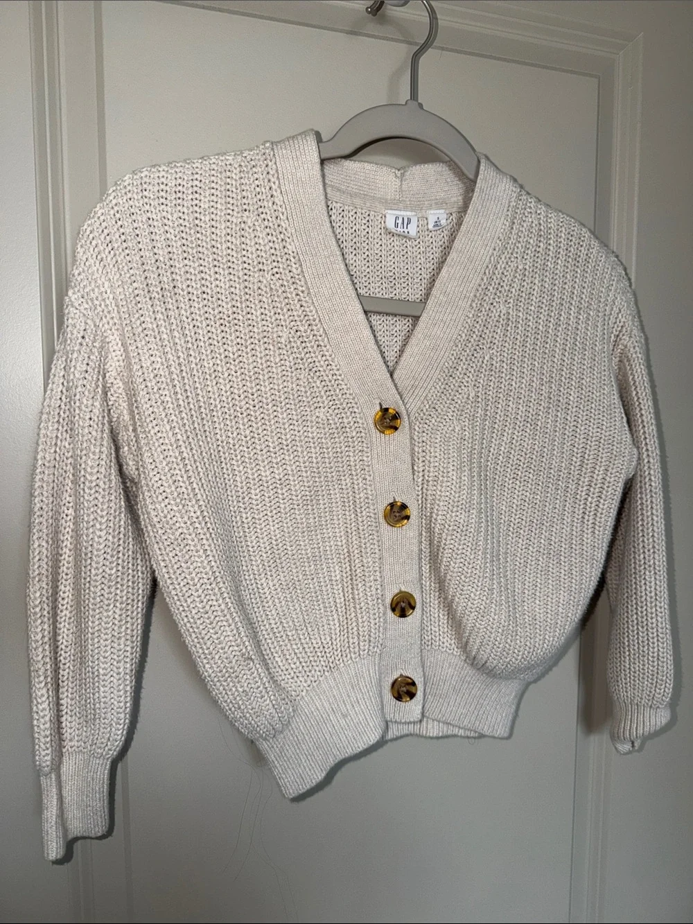 GAP Cream Button-Front Knit Cardigan